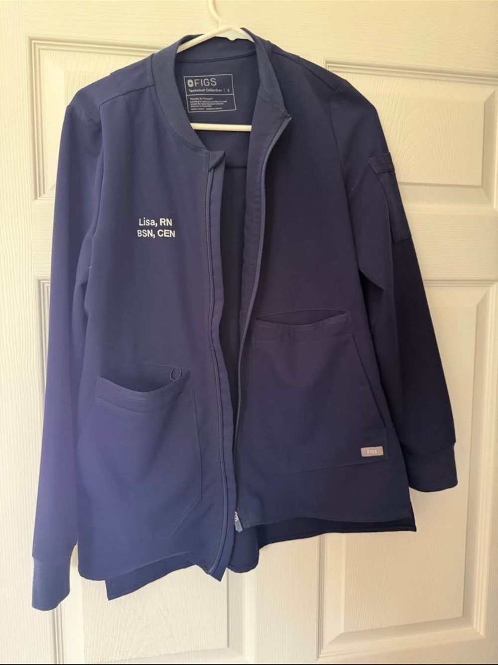 Figs Navy Utility Medical Jacket with Embroidered Name